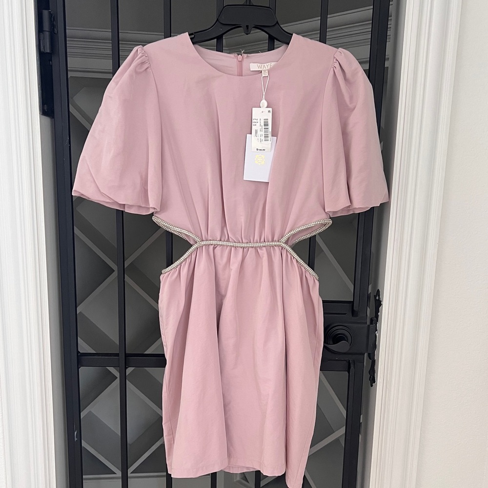 Wayf Pink Bling Cut Out Dress